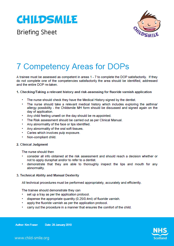 Seven Competency areas for DOPs