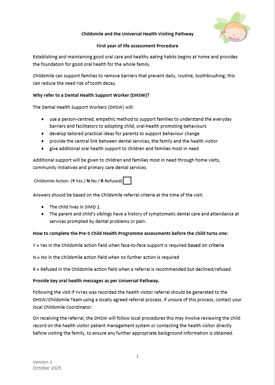 Child Health Surveillance Childsmile guidance