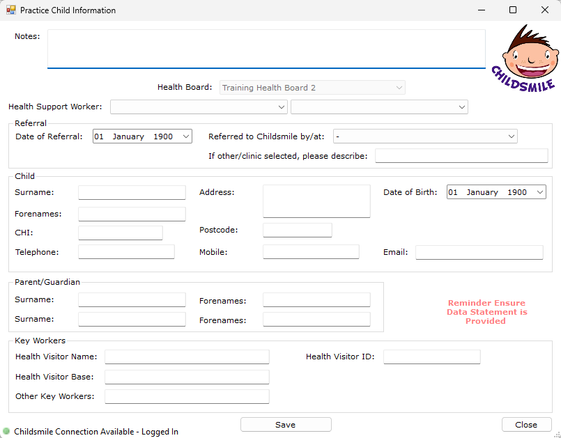 Practice child information